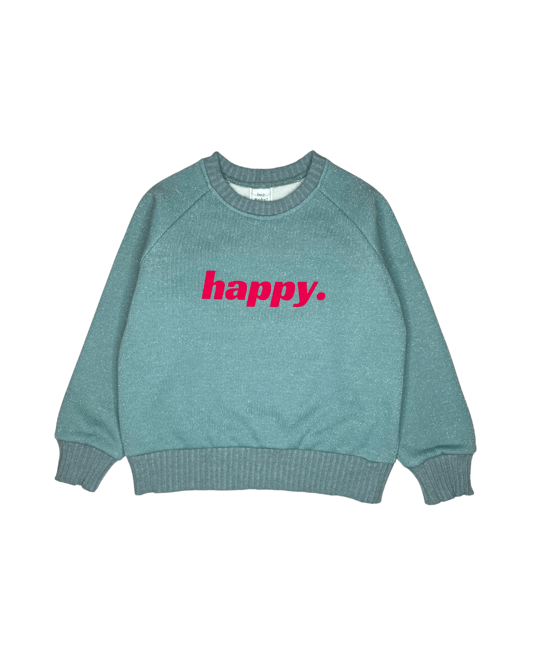 Sweater happy., grün-glitzer