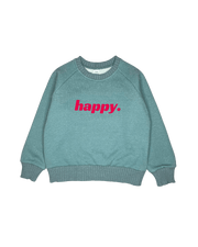 Sweater happy., grün-glitzer