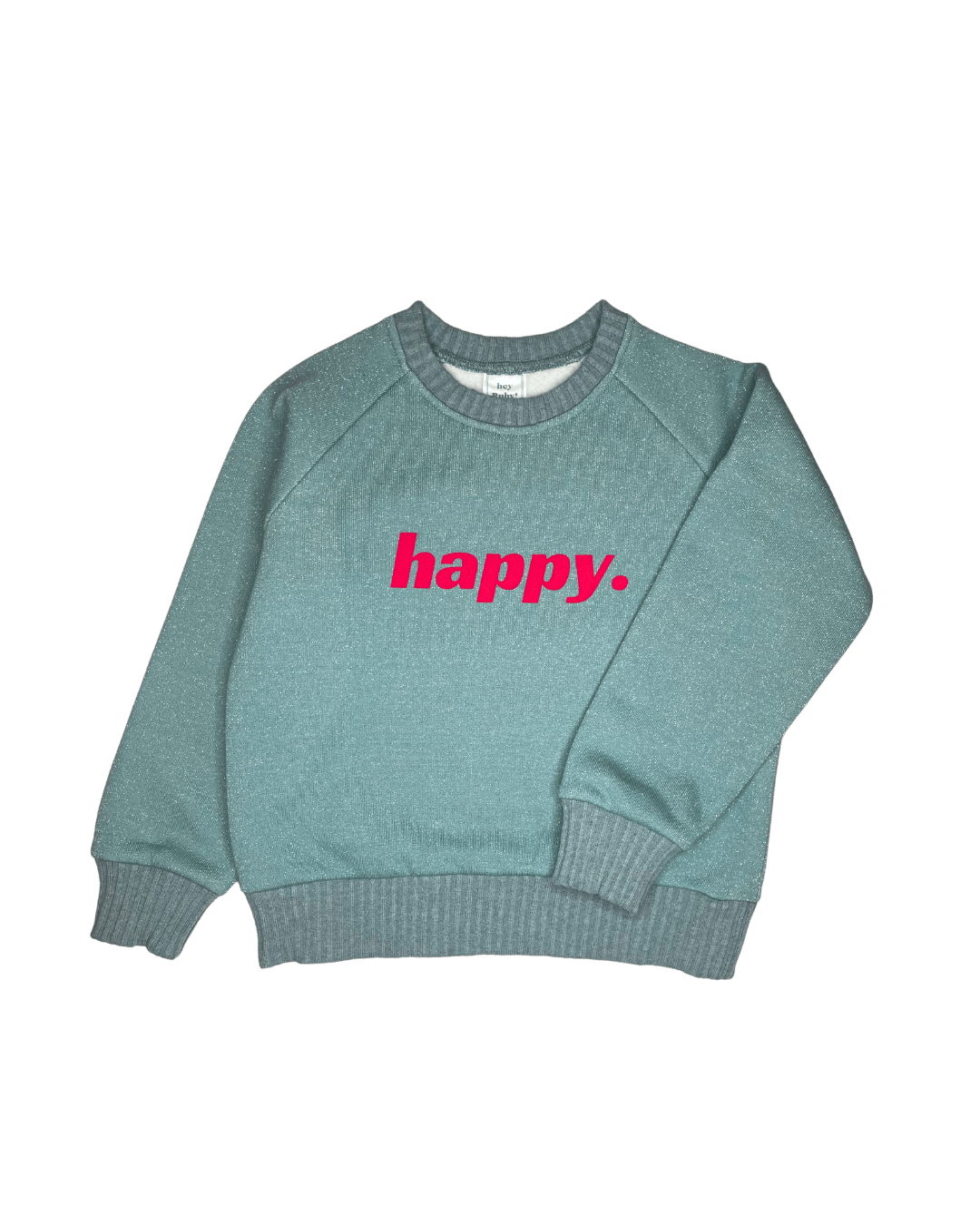 Sweater happy., grün-glitzer